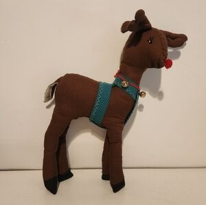 12” Handmade Plush Reindeer Decor Throw Pillow